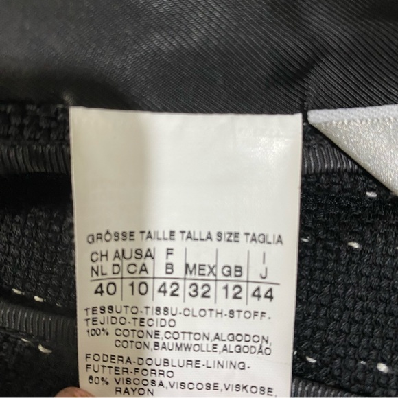 Max Mara Blazer Black Size 12 Jacket Pinstripe Textured Cotton Smart Tailored - Picture 3 of 14